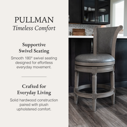 Pullman Counter Stool in Grey Finish with Grey Faux Leather in Stools by Maven Lane