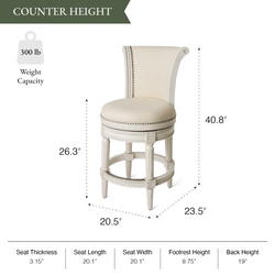 Pullman Counter Stool in Cream Finish and Cream Fabric Upholstery in Stools by Maven Lane