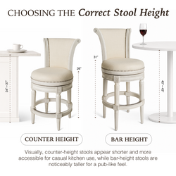 Pullman Bar Stool in Cream Finish and Cream Fabric in Stools by Maven Lane