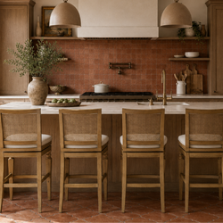 Sonoma Swivel Counter Stool in Natural Finish and Beige Fabric in Stools by Maven Lane