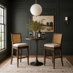 Sonoma Swivel Bar Stool in Brown Finish and Beige Fabric in Stools by Maven Lane