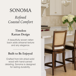 Sonoma Swivel Counter Stool in Brown Finish and Beige Fabric in Stools by Maven Lane