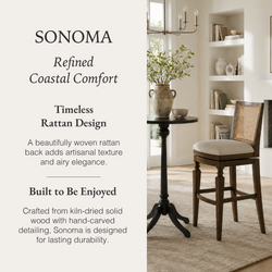 Sonoma Swivel Bar Stool in Brown Finish and Beige Fabric in Stools by Maven Lane