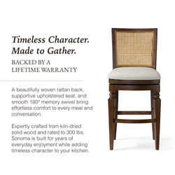 Sonoma Swivel Bar Stool in Brown Finish and Beige Fabric in Stools by Maven Lane