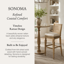 Sonoma Swivel Bar Stool in Natural Finish and Beige Fabric in Stools by Maven Lane