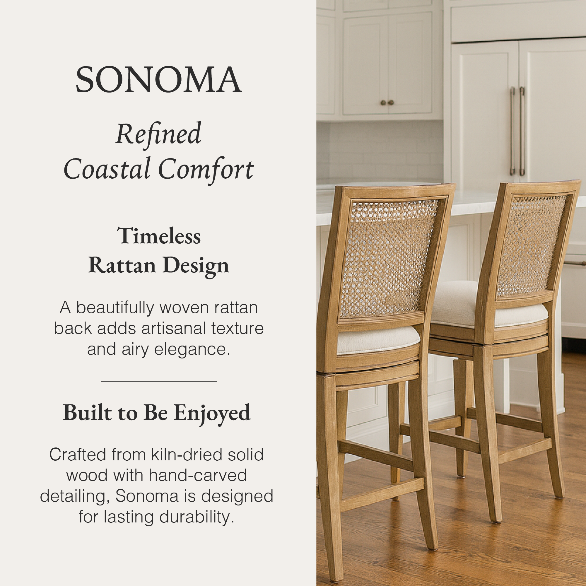 Sonoma Swivel Counter Stool in Natural Finish and Beige Fabric in Stools by Maven Lane
