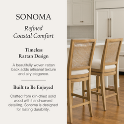 Sonoma Swivel Counter Stool in Natural Finish and Beige Fabric in Stools by Maven Lane