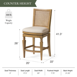 Sonoma Swivel Counter Stool in Natural Finish and Beige Fabric in Stools by Maven Lane