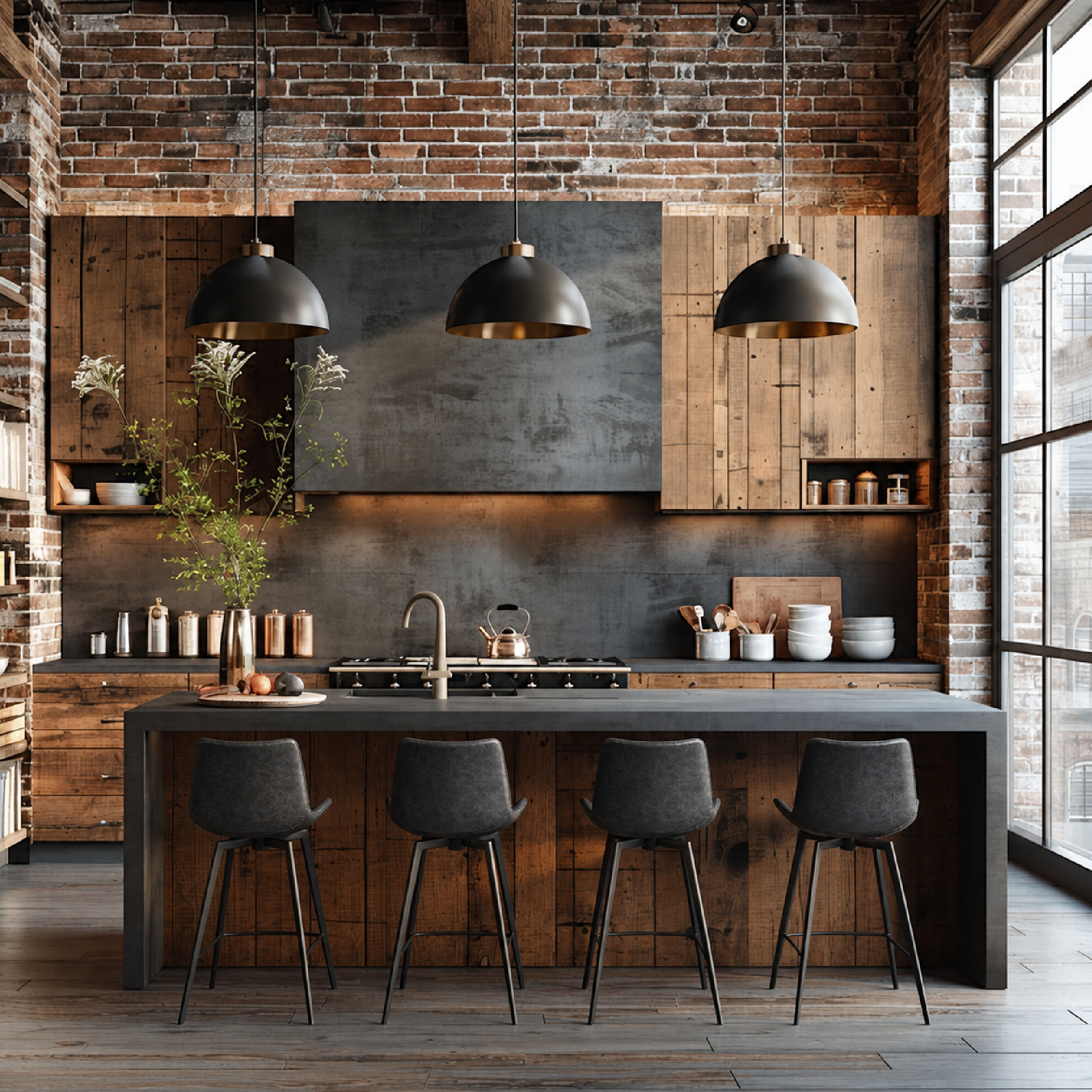 Victor Counter Stool in Black Finish with Dark Grey Faux Leather in Stools by Maven Lane