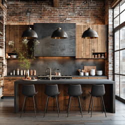 Victor Counter Stool in Black Finish with Dark Grey Faux Leather in Stools by Maven Lane