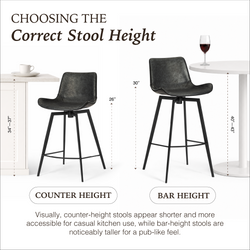 Victor Counter Stool in Black Finish with Dark Grey Faux Leather in Stools by Maven Lane