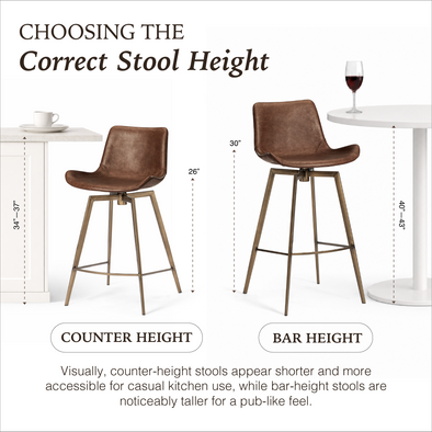Victor Counter Stool in Aged Gold Finish with Brown Faux Leather