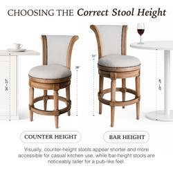 Pullman Bar Stool in Light Brown Finish with Light Grey Fabric in Stools by Maven Lane