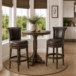 Pullman Bar Stool in Brown Finish with Brown Faux Leather in Stools by Maven Lane