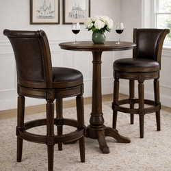 Pullman Bar Stool in Brown Finish with Brown Faux Leather in Stools by Maven Lane