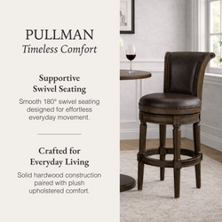 Pullman Bar Stool in Brown Finish with Brown Faux Leather in Stools by Maven Lane