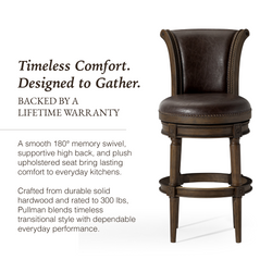 Pullman Bar Stool in Brown Finish with Brown Faux Leather in Stools by Maven Lane