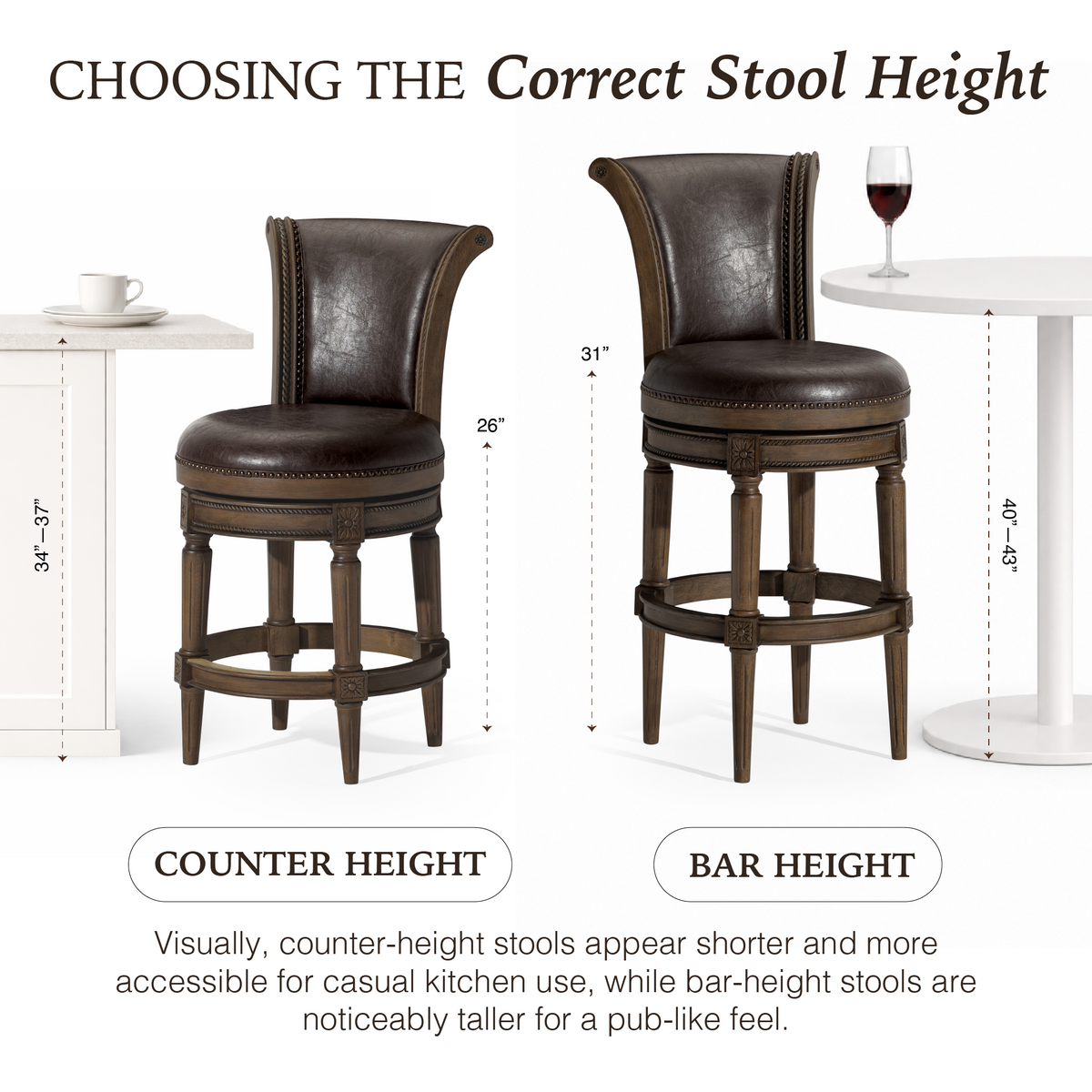 Pullman Bar Stool in Brown Finish with Brown Faux Leather in Stools by Maven Lane