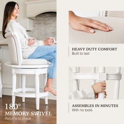 Pullman Counter Stool in White Finish with Cream Fabric in Stools by Maven Lane