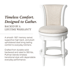 Pullman Counter Stool in White Finish with Cream Fabric in Stools by Maven Lane