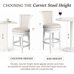 Pullman Bar Stool in White Finish with Cream Fabric Upholstery in Stools by Maven Lane