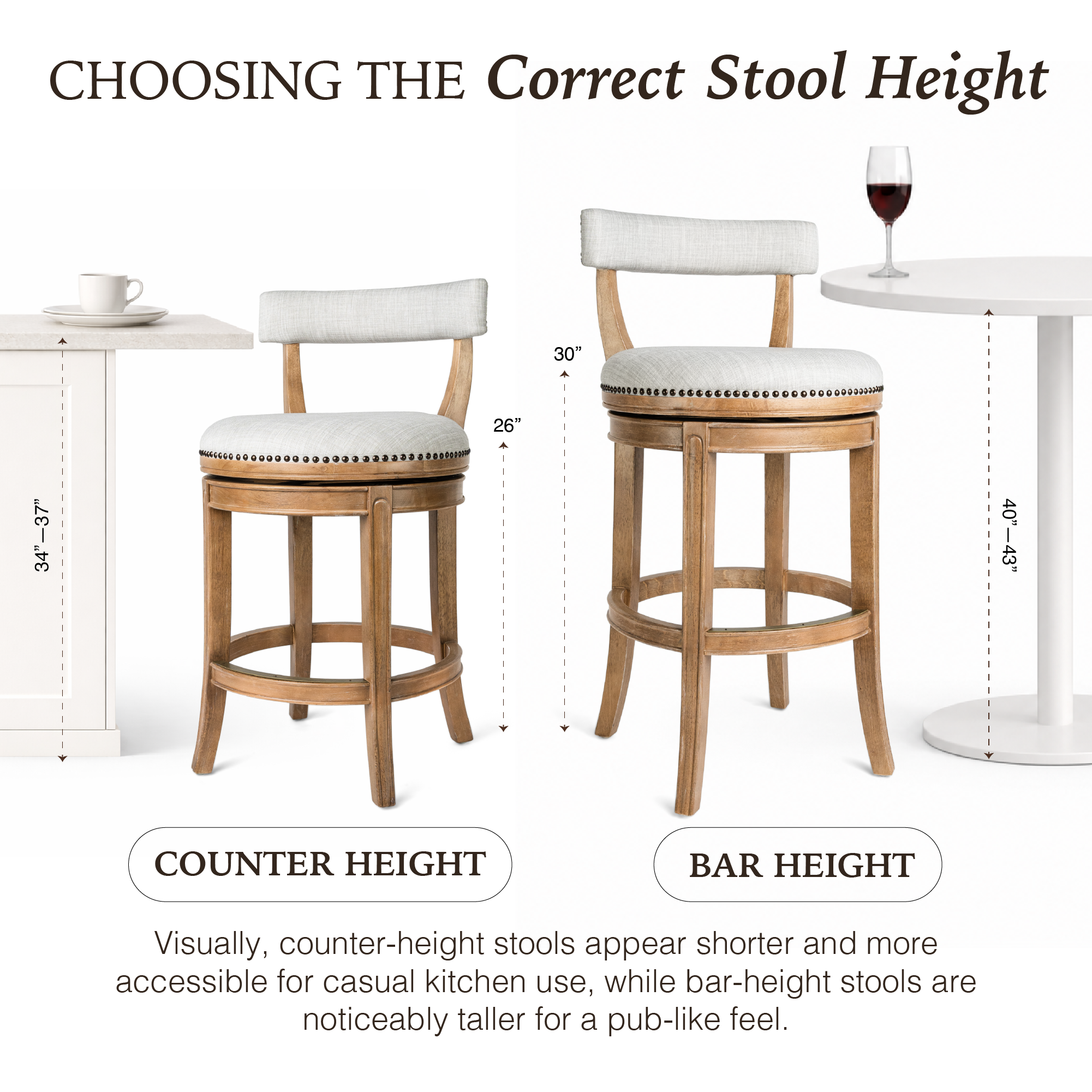 Alexander Bar Stool in Light Brown Finish with Natural Fabric Upholstery in Stools by Maven Lane