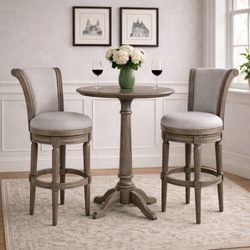 Pullman Bar Stool in Grey Finish with Grey Fabric in Stools by Maven Lane