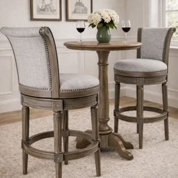 Pullman Bar Stool in Grey Finish with Grey Fabric in Stools by Maven Lane