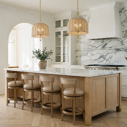 Alexander Counter Stool in Light Brown Finish with Beige Faux Leather Upholstery in Stools by Maven Lane