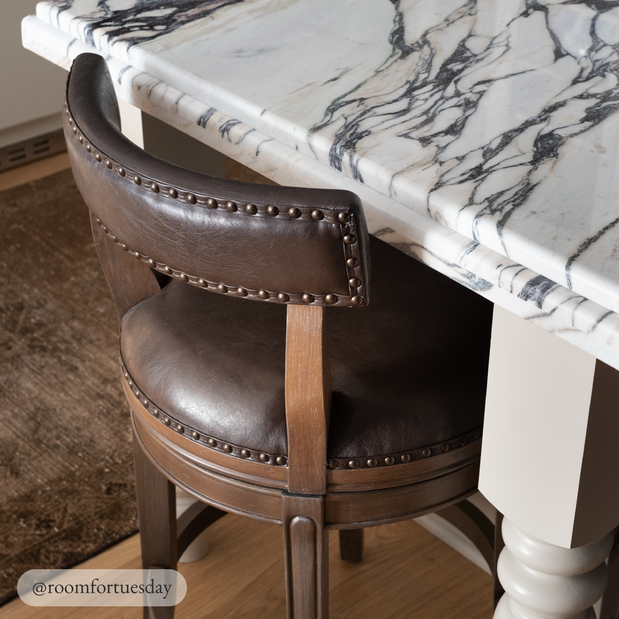 Alexander Counter Stool in Brown Finish with Brown Faux Leather Upholstery in Stools by Maven Lane