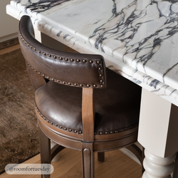Alexander Counter Stool in Brown Finish with Brown Faux Leather Upholstery in Stools by Maven Lane