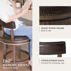 Alexander Counter Stool in Brown Finish with Brown Faux Leather Upholstery in Stools by Maven Lane