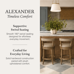 Alexander Counter Stool in Light Brown Finish with Beige Faux Leather Upholstery in Stools by Maven Lane