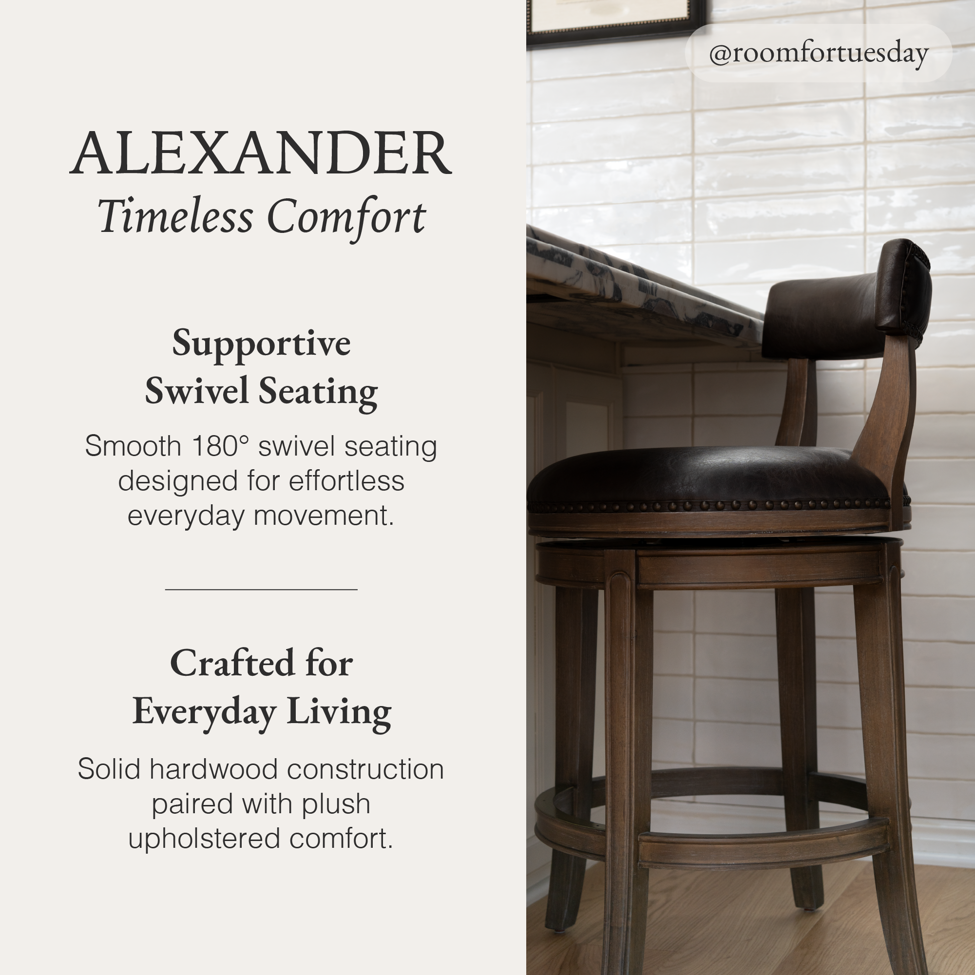 Alexander Counter Stool in Brown Finish with Brown Faux Leather Upholstery in Stools by Maven Lane