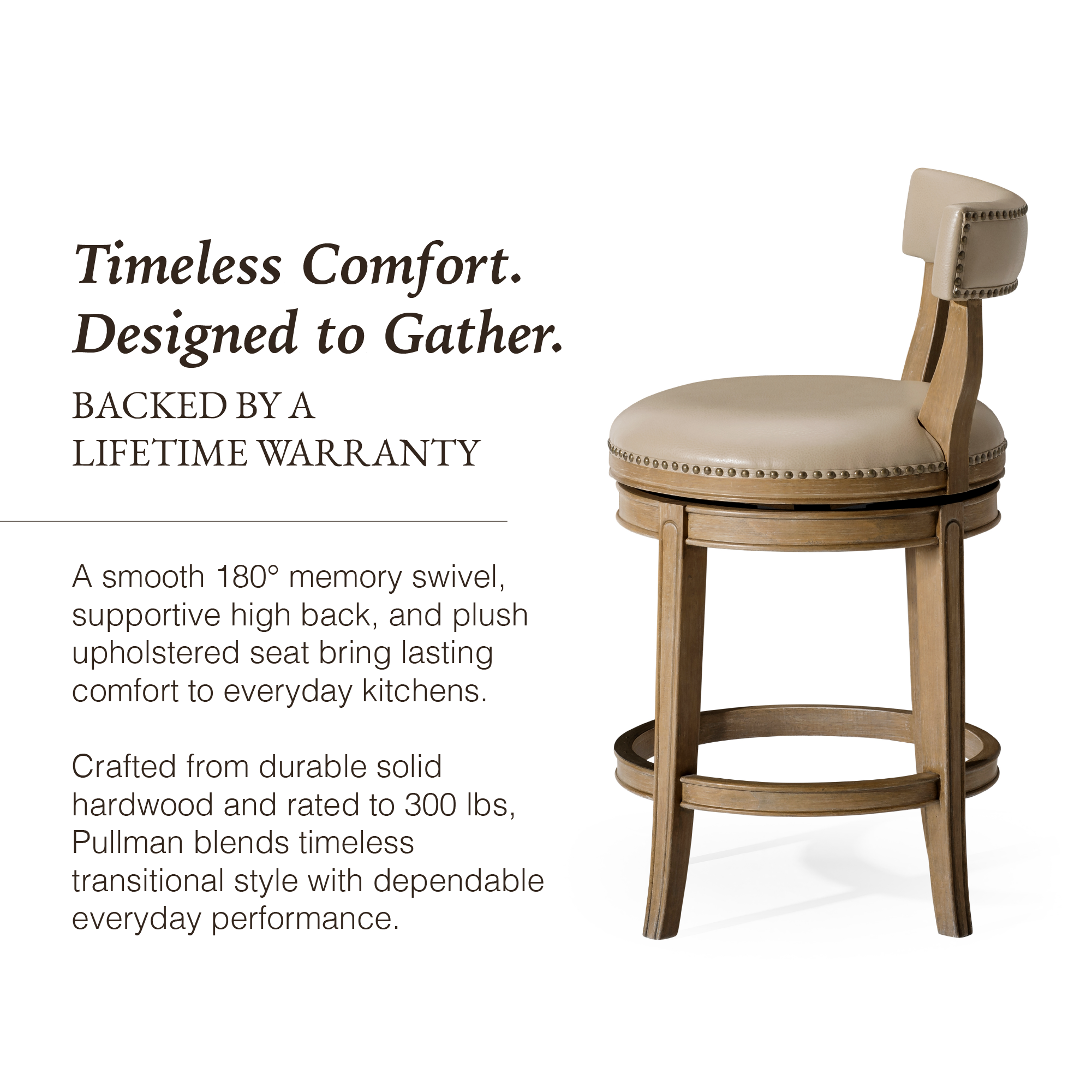 Alexander Counter Stool in Light Brown Finish with Beige Faux Leather Upholstery in Stools by Maven Lane