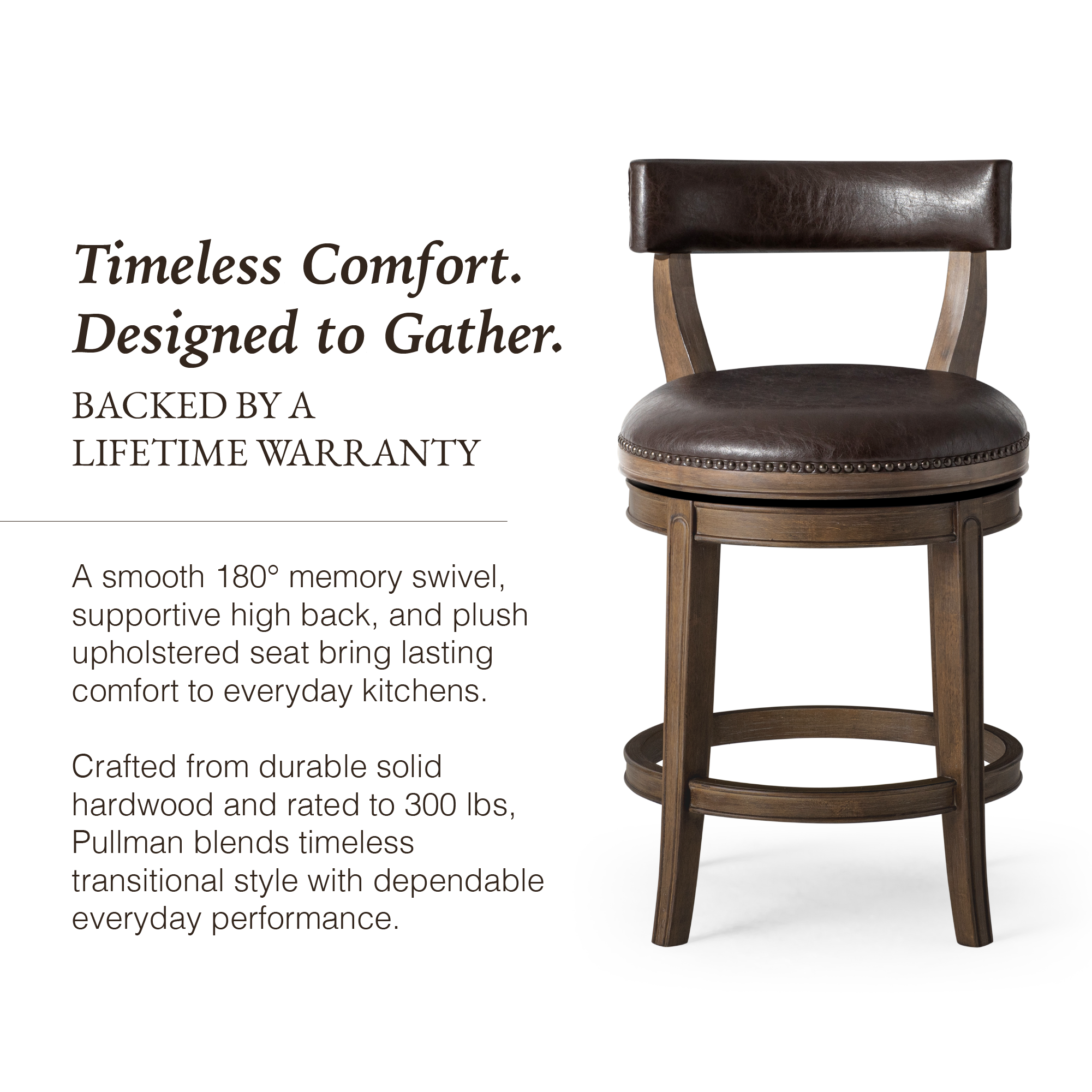 Alexander Counter Stool in Brown Finish with Brown Faux Leather Upholstery in Stools by Maven Lane