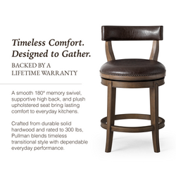 Alexander Counter Stool in Brown Finish with Brown Faux Leather Upholstery in Stools by Maven Lane