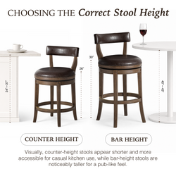 Alexander Bar Stool in Brown Finish with Brown Faux Leather Upholstery in Stools by Maven Lane