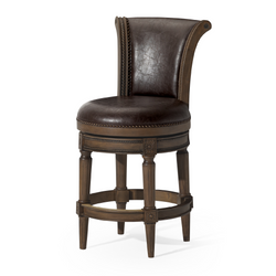 Pullman Counter Stool in Brown Finish with Brown Faux Leather in Stools by Maven Lane