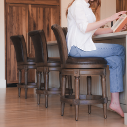 Pullman Counter Stool in Brown Finish with Brown Faux Leather in Stools by Maven Lane