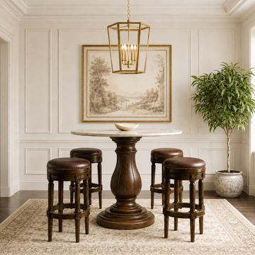 Pullman Backless Bar Stool in Dark Brown Finish with Brown Faux
