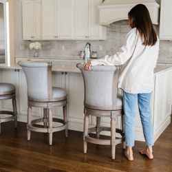 Pullman Counter Stool in Grey Finish with Grey Fabric in Stools by Maven Lane
