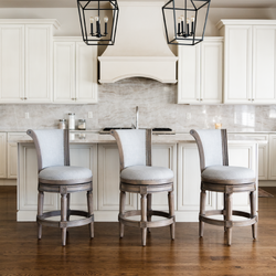 Pullman Counter Stool in Grey Finish with Grey Fabric in Stools by Maven Lane