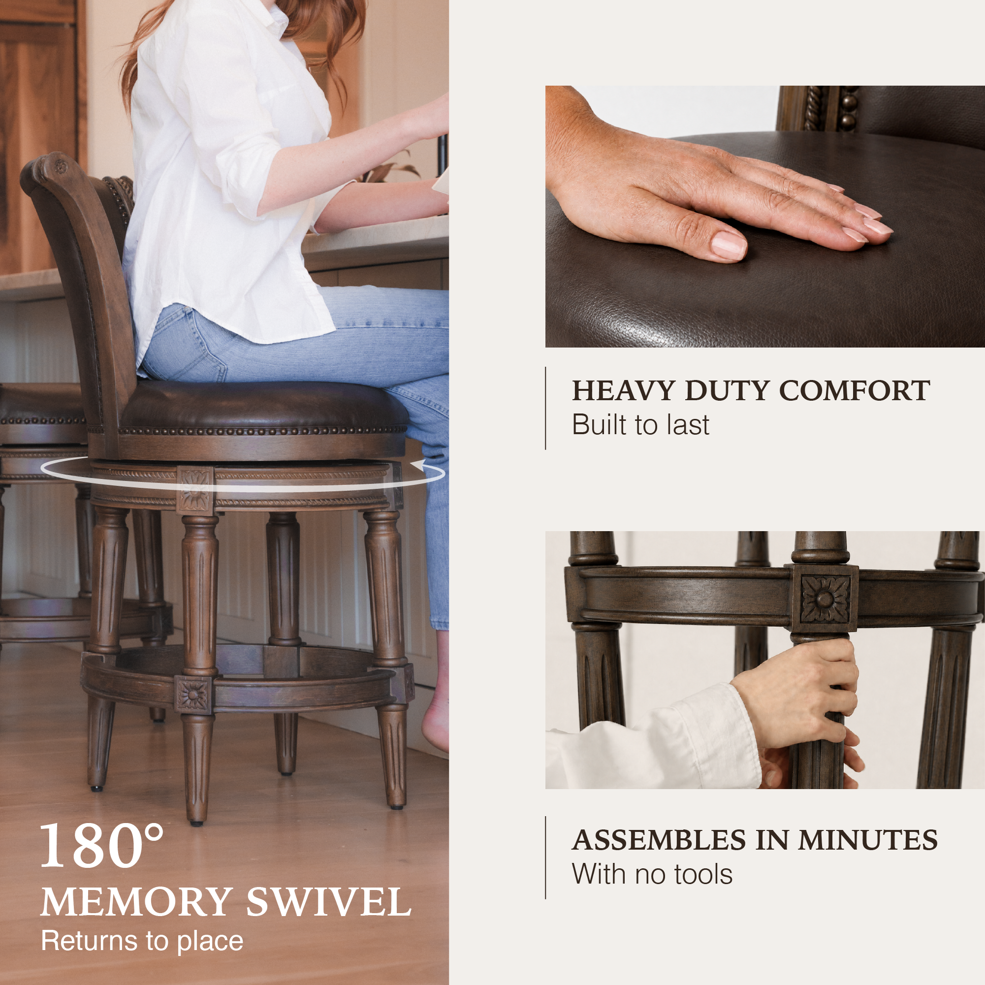 Pullman Counter Stool in Brown Finish with Brown Faux Leather in Stools by Maven Lane