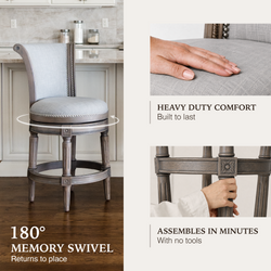 Pullman Counter Stool in Grey Finish with Grey Fabric in Stools by Maven Lane