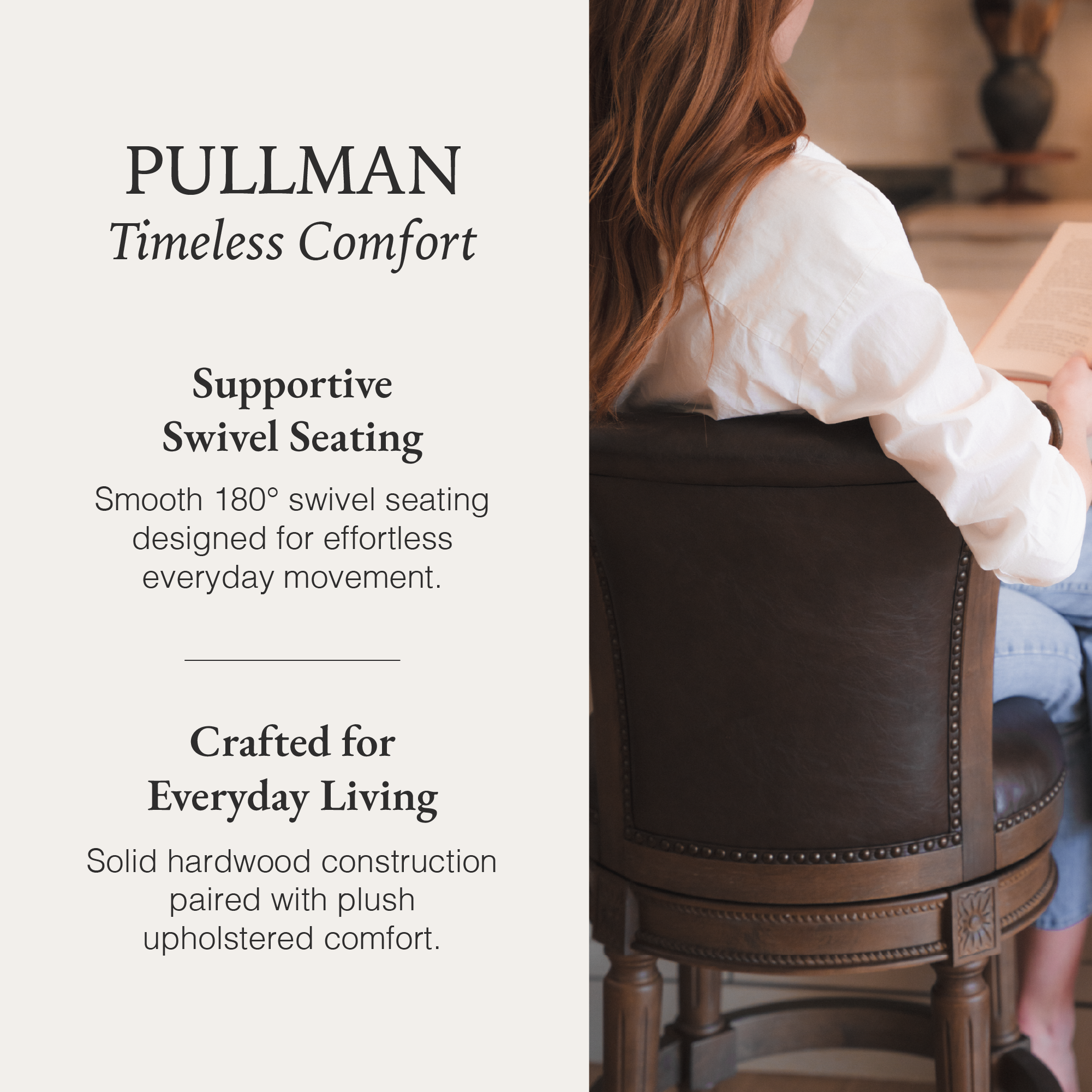 Pullman Counter Stool in Brown Finish with Brown Faux Leather in Stools by Maven Lane