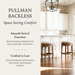 Pullman Backless Counter Stool in Light Brown with Light Grey Fabric in Stools by Maven Lane