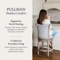 Pullman Counter Stool in Grey Finish with Grey Fabric in Stools by Maven Lane