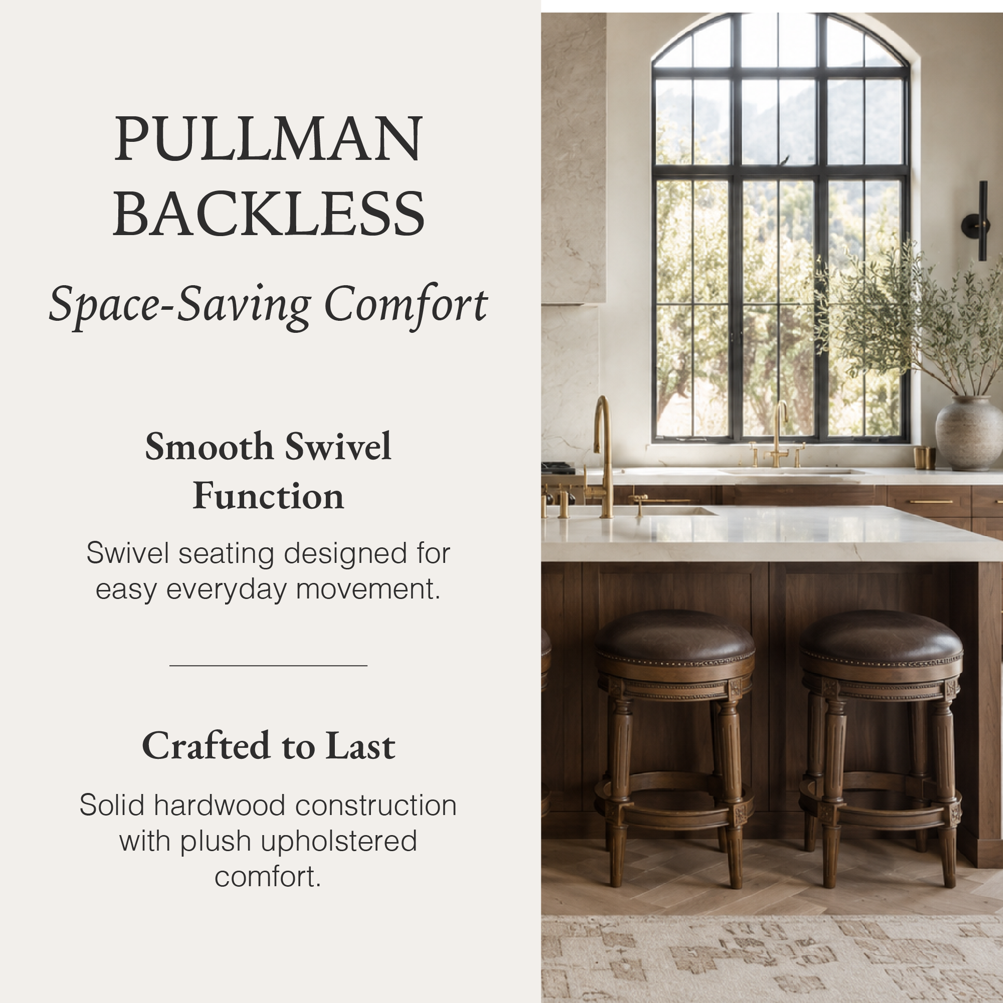 Pullman Backless Counter Stool in Brown Finish with Dark Brown Faux Leather in Stools by Maven Lane