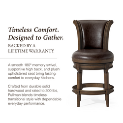 Pullman Counter Stool in Brown Finish with Brown Faux Leather in Stools by Maven Lane